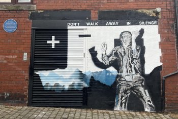 A Striking Tribute to Ian Curtis: New Mural Unveiled at Voltalab Sound Studios, Rochdale
